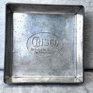 Vintage Crisco Square Metal Baking Pan For Frying Shortening Cake Making
